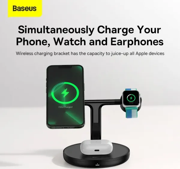 Magnetic Charging Bracket Baseus Swan 3 in 1 20W (black) Varianta: uniwersalny