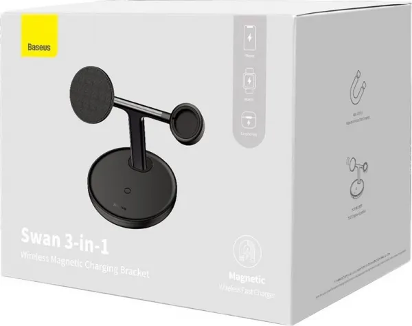 Magnetic Charging Bracket Baseus Swan 3 in 1 20W (black) Varianta: uniwersalny