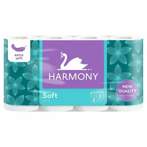Toaletný papier 3-vrstvový Harmony Extra Soft biely, recykel, návin 17,5 m (8 ks)