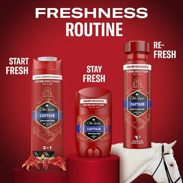 Old Spice Captain Dezodorant V Spreji Pre Mužov 150ml, 48 h Sviežosť a Bez Hliníka