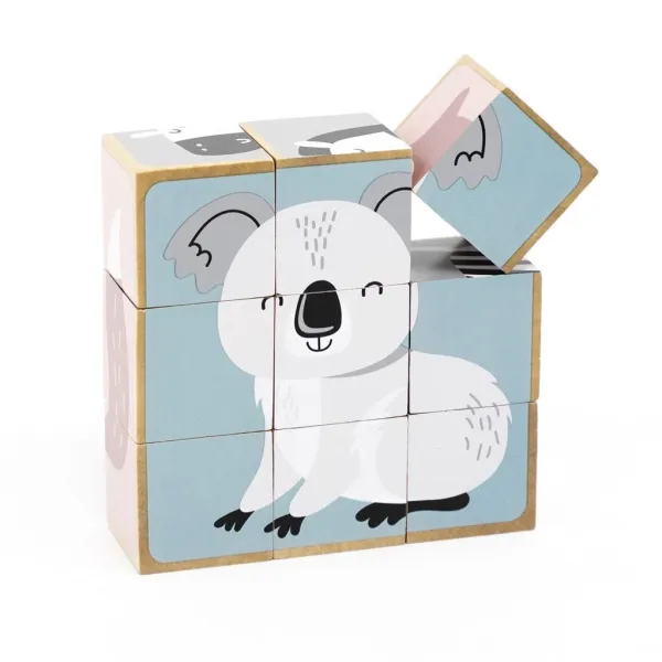 Drevené puzzle kocky Viga zvieratá
