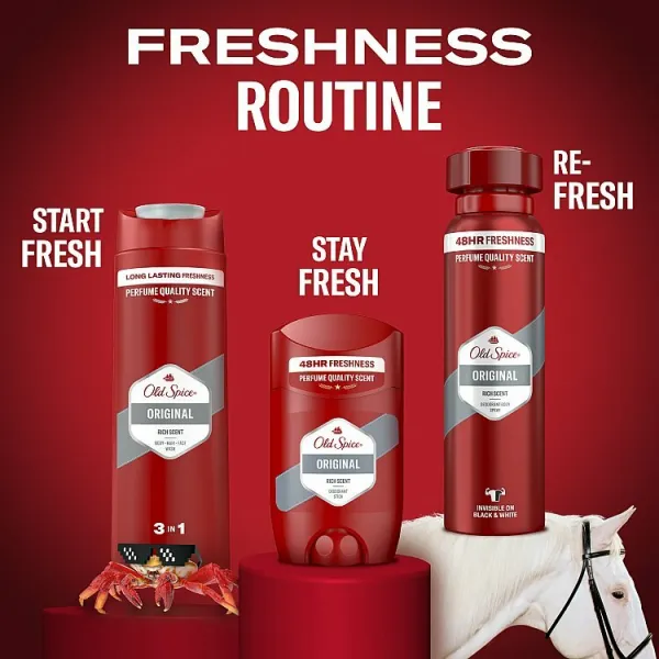 Old Spice Original Dezodorant V Spreji Pre Mužov 150ml, 48 h Sviežosť a Bez Hliníka