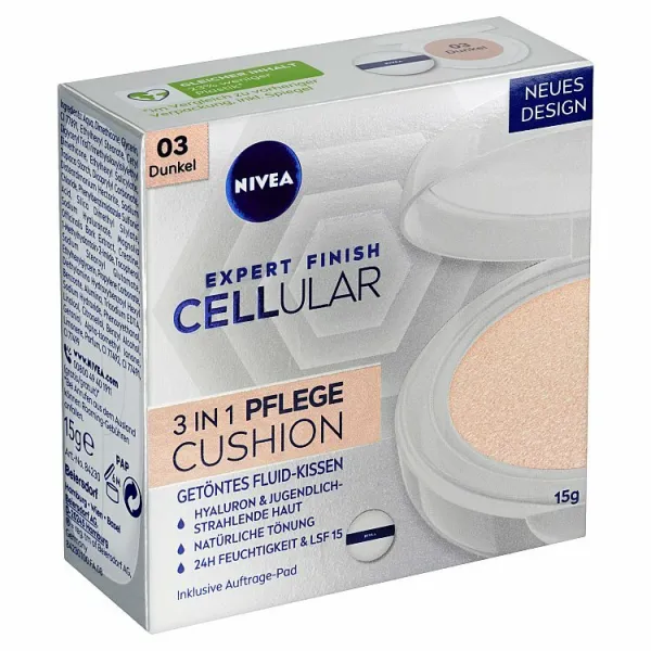 Nivea Cellular Expert Finish Ošetrujúci tónovací krém v hubke 3 v 1 03 tmavý odtieň 15 g
