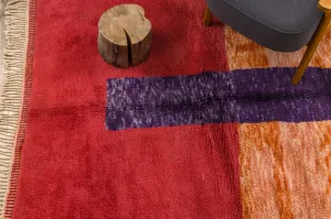 Ručne tkaný vlnený koberec BERBER MR4015 Beni Mrirt berber geometrický, červený / oranžový