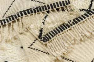 Ručne tkaný vlnený koberec BERBER MR1943 Beni Mrirt berber károvaný, béžový / čierny