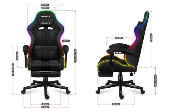 JAKS Herné kreslo polohovateľné otočné Huzaro Force 4.7 RGB Mesh čierne