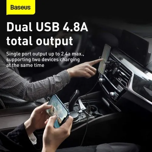 Baseus Grain Pro 2x USB 4,8A nabíjačka do auta (čierna) 025368