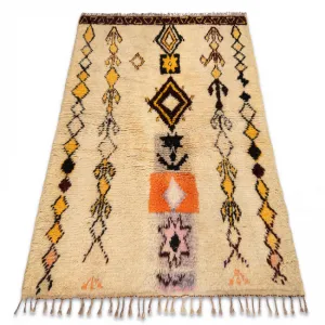 Ručne tkaný vlnený koberec BERBER BJ1005 Boujaad berber Boho, béžový / žltý