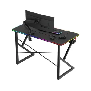 JAKS Herný stôl s led osvetlením Hero 1.7 RGB čierny