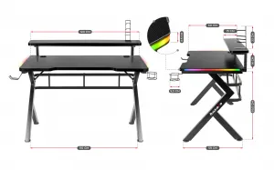 JAKS Herný stôl s led osvetlením Huzaro Hero 5.0 RGB