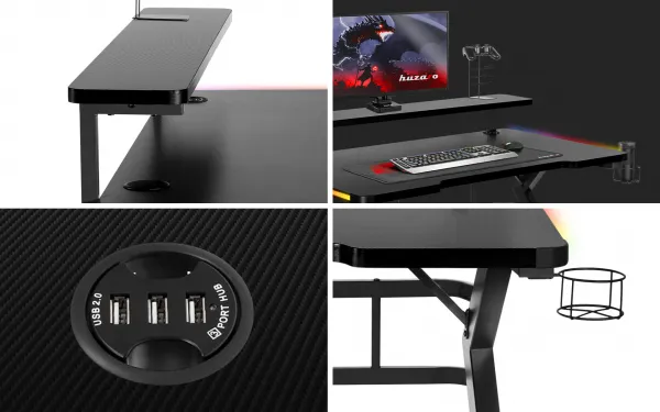JAKS Herný stôl s led osvetlením Huzaro Hero 5.0 RGB