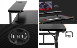 JAKS Herný stôl s led osvetlením Huzaro Hero 5.0 RGB