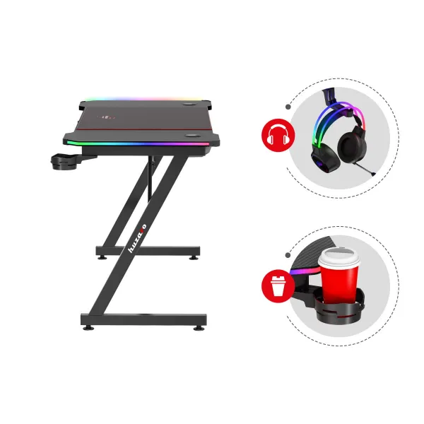 JAKS Herný stôl s led osvetlením Huzaro Hero 4.8 RGB