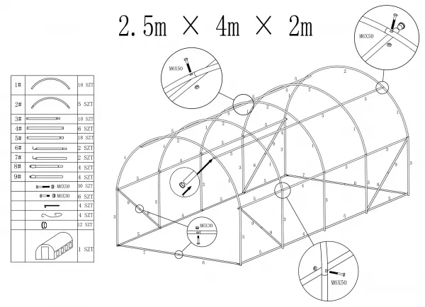 Fóliový tunel - záhradný skleník AUREA 2,5x4m