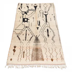 Ručne tkaný vlnený koberec BERBER BJ1077 Boujaad berber Boho, béžový / čierny
