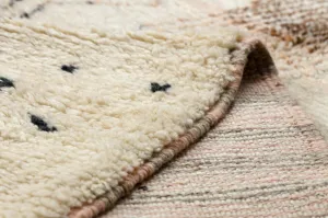 Ručne tkaný vlnený koberec BERBER BJ1077 Boujaad berber Boho, béžový / čierny