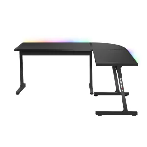 JAKS Rohový herný stôl s led osvetlením Hero 6.0 RGB čierny
