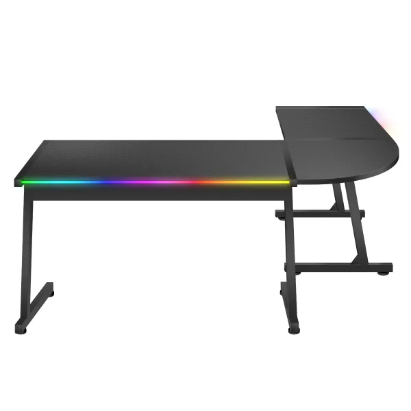 JAKS Rohový herný stôl s led osvetlením Hero 6.0 RGB čierny