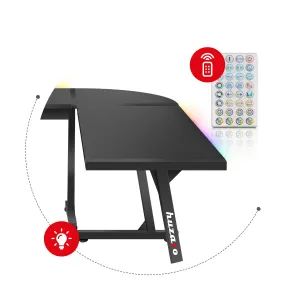 JAKS Rohový herný stôl s led osvetlením Hero 6.0 RGB čierny
