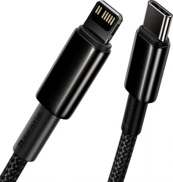 Baseus Tungsten Gold Rýchlonabíjací / dátový kábel USB-C na Lightning PD 20W 1m, čierny