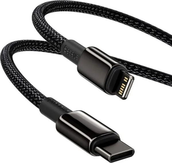 Baseus Tungsten Gold Rýchlonabíjací / dátový kábel USB-C na Lightning PD 20W 1m, čierny