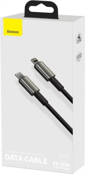 Baseus Tungsten Gold Rýchlonabíjací / dátový kábel USB-C na Lightning PD 20W 1m, čierny