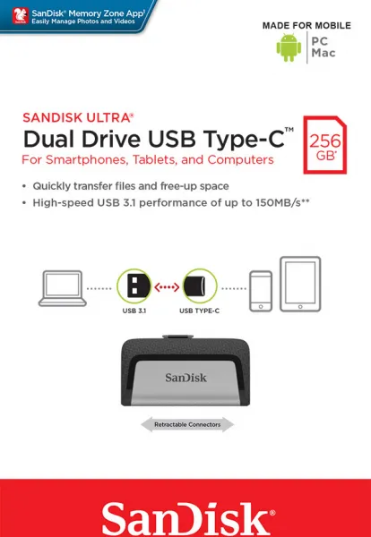 USB flash disk SanDisk Ultra Dual Drive Type-C 256GB SDDDC2-256G