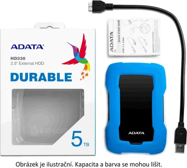 A-Data Externý pevný disk ADATA 1TB 2,5" USB 3.1 HD330, BLACK COLOR BOX, čierna (guma, odolná voči nárazom)