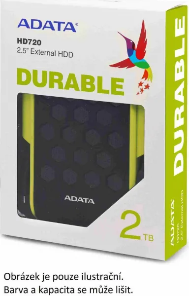 A-Data Externý pevný disk ADATA 1TB 2,5" USB 3.1, DashDrive™ Durable HD720, G-senzor, čierny, (gumový, odolný voči vode/nárazom)