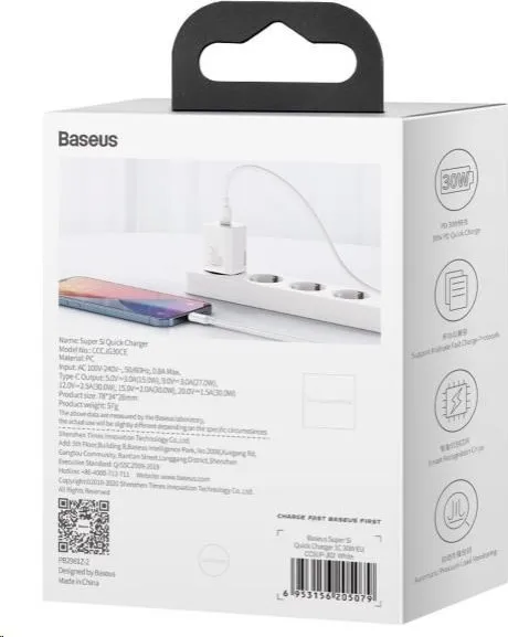 Baseus Super Si Quick Charger 1C 30W nástenná nabíjačka (biela) 027582
