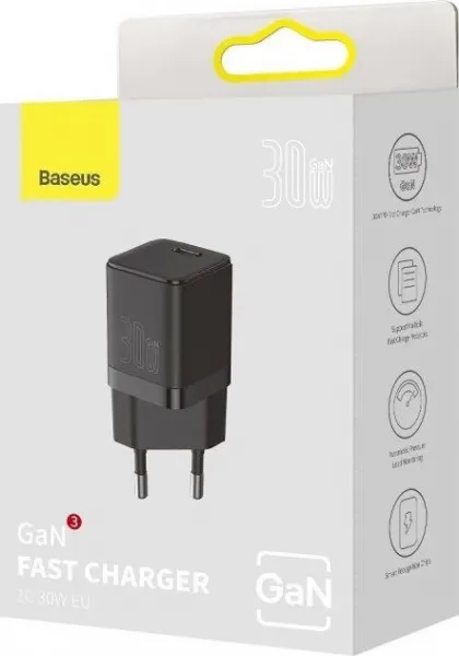 Baseus Quick Nabíjací adaptér USB-C 30W, Čierny