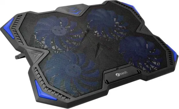 Chladiaca podložka C-TECH Zefyros NTB (GCP-01B), nenáročné hranie, 17,3", modré podsvietenie, ovládanie rýchlosti