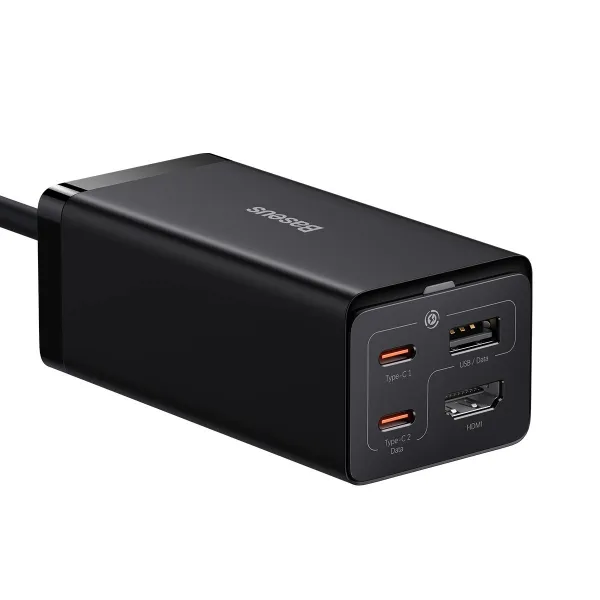 Baseus GaN5 Pro 2xUSB-C + USB + HDMI nástenná nabíjačka, 67W (čierna) 038591