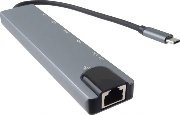 PremiumCord Adaptér USB-C na HDMI + USB3.0 + USB2.0 + PD + SD/TF + RJ45