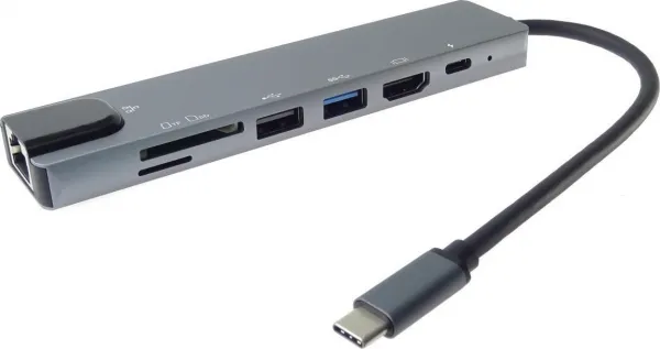PremiumCord Adaptér USB-C na HDMI + USB3.0 + USB2.0 + PD + SD/TF + RJ45