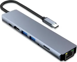 PremiumCord Adaptér USB-C na HDMI + USB3.0 + USB2.0 + PD + SD/TF + RJ45