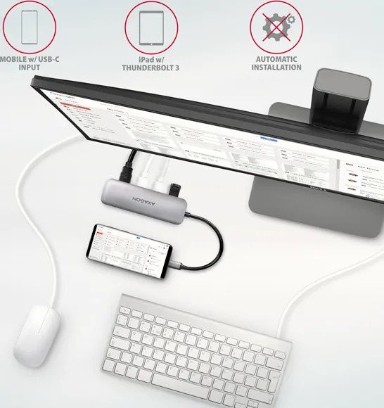 AXAGON HUB 3xUSB-A HDMI microSD