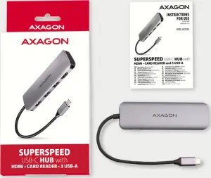 AXAGON HUB 3xUSB-A HDMI microSD