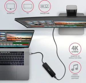 AXAGON HUB 4xUSB-A HDMI 100W