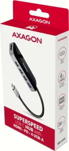AXAGON HUB 4xUSB-A HDMI 100W
