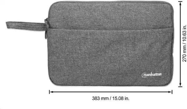 MANHATTAN Laptop Sleeve Seattle, vhodný pre širokouhlé obrazovky do 14.5", 383 x 270 x 30 mm, sivá