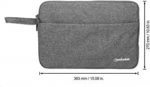 MANHATTAN Laptop Sleeve Seattle, vhodný pre širokouhlé obrazovky do 14.5", 383 x 270 x 30 mm, sivá
