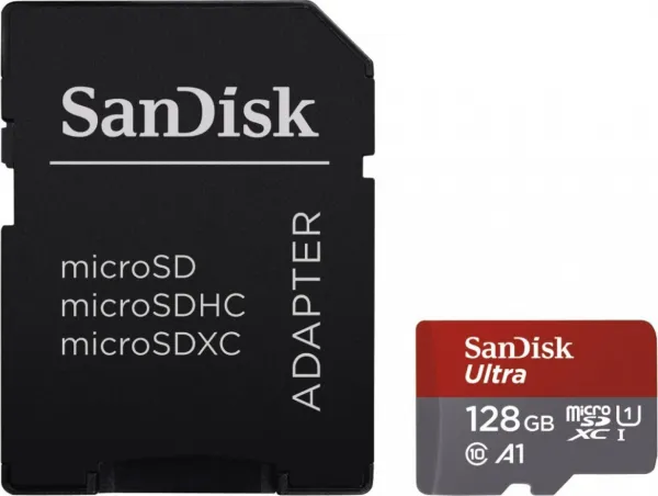 SanDisk Ultra microSDXC 128 GB + SD Adapter 140 MB/s  A1 Class 10 UHS-I 85235110