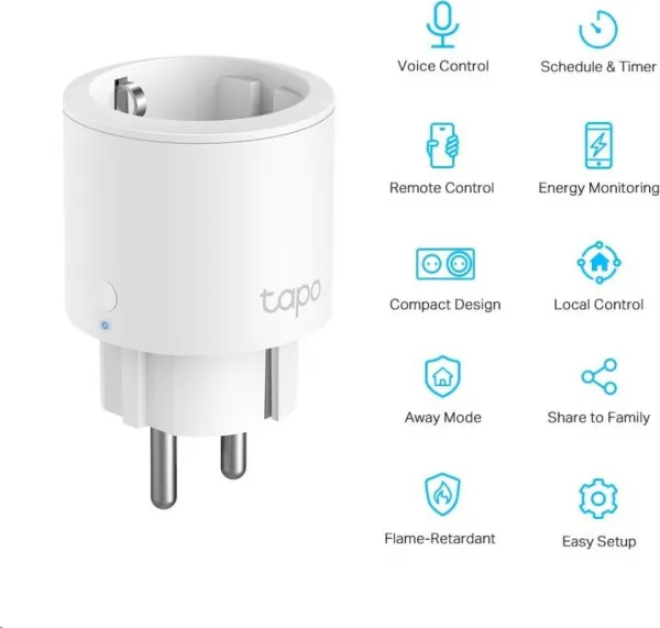 TP-link Tapo P115(1-pack) WiFi mini múdra zásuvka, Energy monitoring, 16A, nemecký typ zásuvky