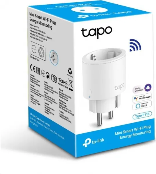 TP-link Tapo P115(1-pack) WiFi mini múdra zásuvka, Energy monitoring, 16A, nemecký typ zásuvky
