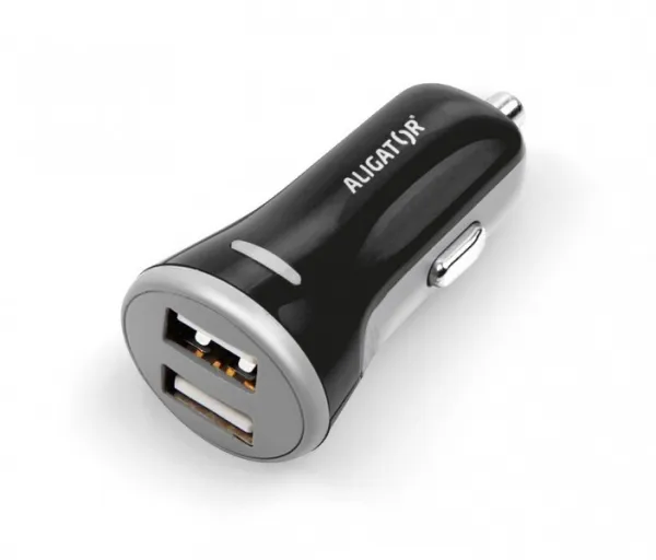 ALIGATOR Chytrá nabíječka do auta 3.4A, 2xUSB, smart IC, černá, USB-C kabel