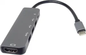 PremiumCord Adaptér USB-C na HDMI + USB3.0 + 2x USB2.0 + PD(power delivery)