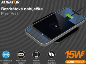 ALIGATOR bezdrátová nabíječka Aligator Pure-Pad 15W, černá