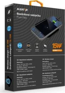 ALIGATOR bezdrátová nabíječka Aligator Pure-Pad 15W, černá