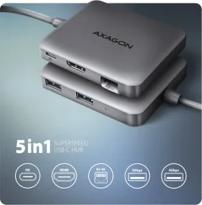 AXAGON HUB 5Gbps 2xUSB-A HDMI RJ45 100W
